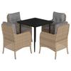 Vidaxl 5-Cz. Garden Furniture Set With Cushions, Beige, Poly Rattan