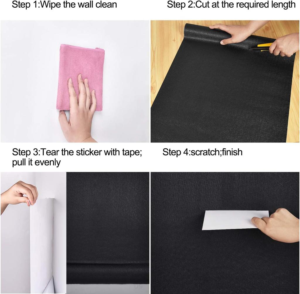 40cm Width Waterpoof  Wallpaper Black Silk Vinyl Self-Adhesive Stickers for Wall Furniture Livingroom Contact Paper Home Decor