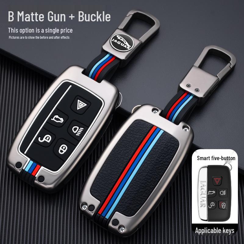 Compatible Jaguar Key Case for 22 Models: XEL, XFL, F-PACE, E-PACE, XF - Metal Shell, Key Set, Buckle Included