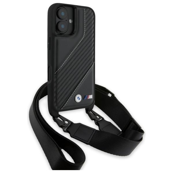 Bmw Bmhcp16S23Pscck Iphone 16 6.1       Czarny/Black Hardcase M Edition Carbon Stripe & Strap