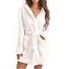 Autumn and Winter Hooded Home Plush Pajamas Short Sleeved Solid Color Warm, Nightgown