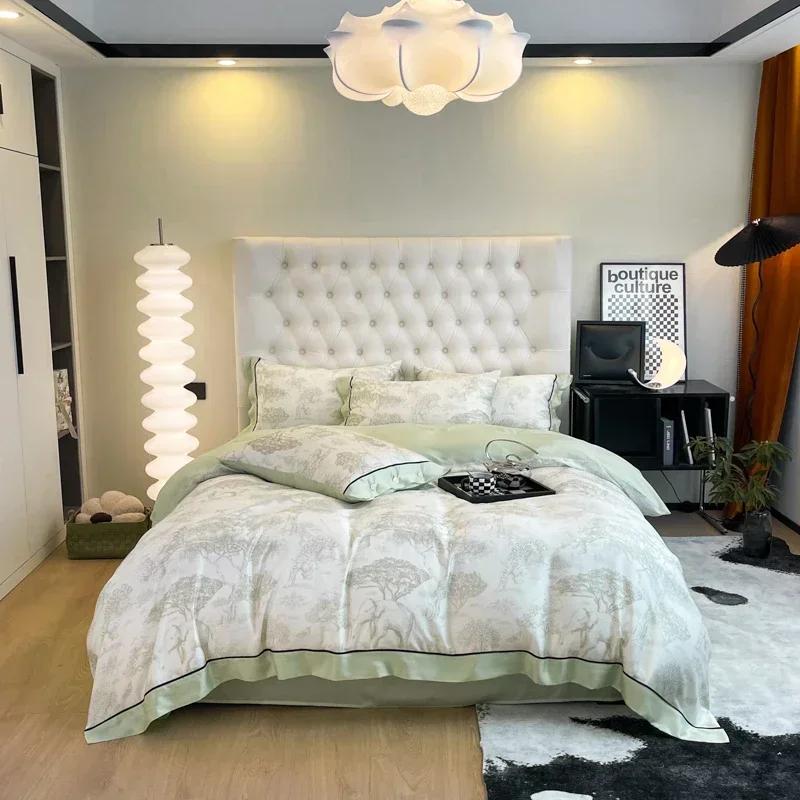 New Style High Quality Silk Washed Bed Quilt Cover 4Pcs Set for Queen Size Universal for All Seasons Bedding Set Duvet Cover Set
