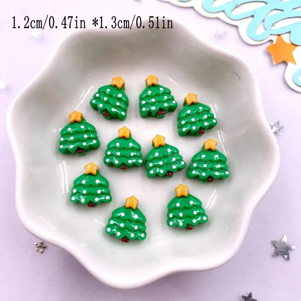 30pcs Resin Mini Colorful Painted Christmas Snowman Tree Santa Claus Deer Snowflower Bow Flatback Figurines DIY Scrapbook Crafts