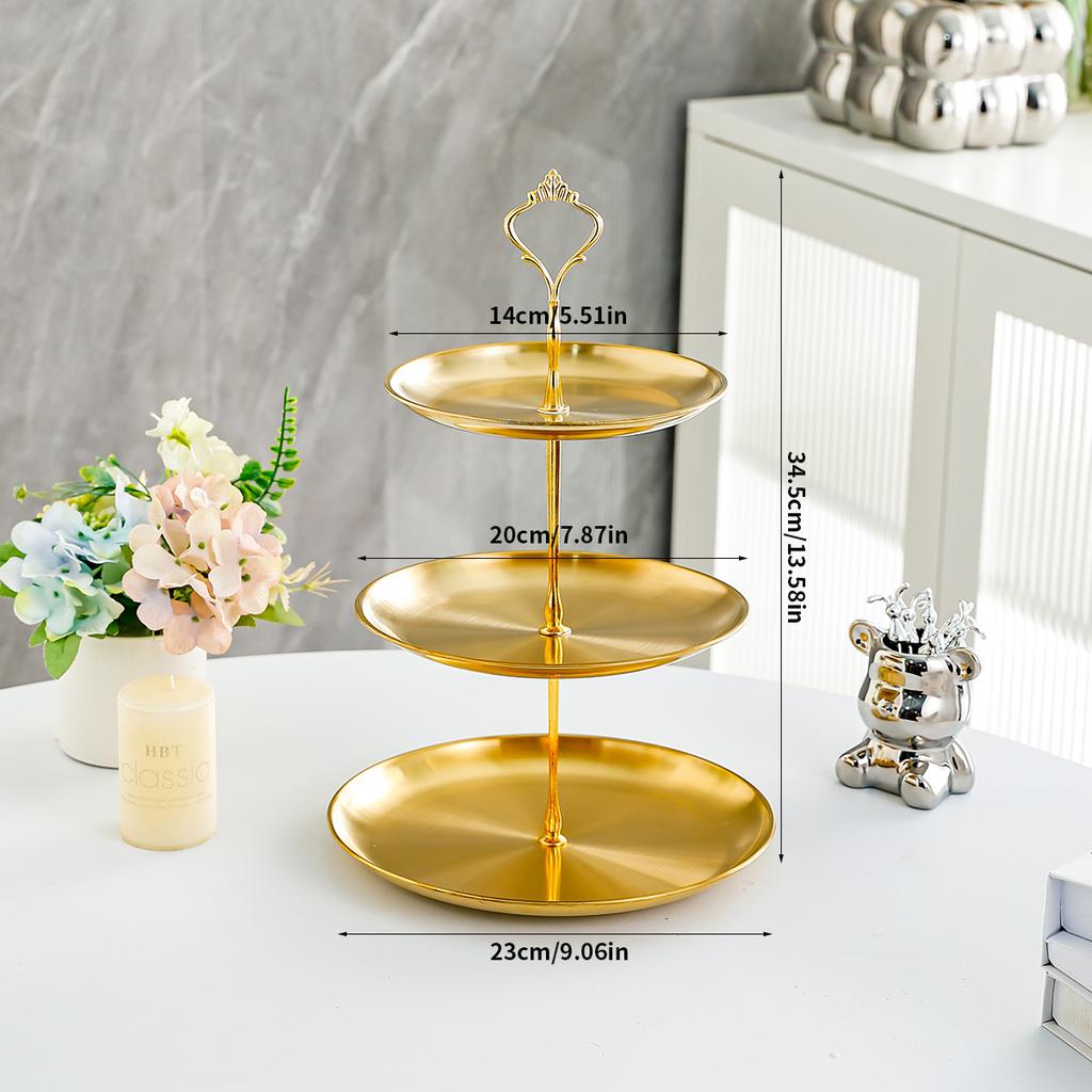 1 ks, Třípatrový nerezový tác na dorty, Talíř na dorty a občerstvení, Narozeniny, Svatba, Stojan na dezerty na párty, Stolní stojan na dezerty