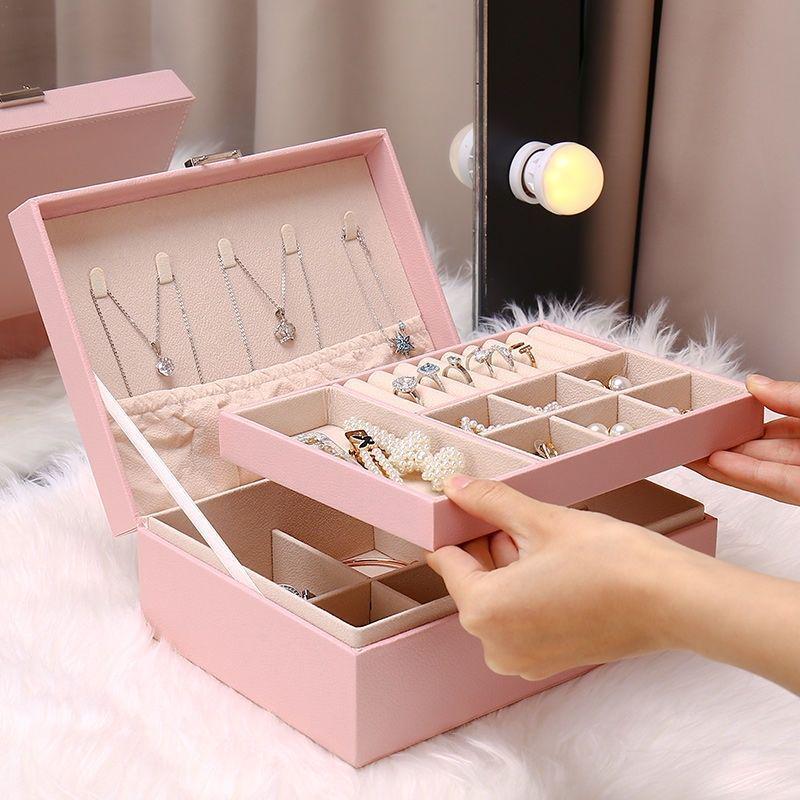 Exquisite Large Multi-Layer Jewelry Box for Necklaces, Ear Studs, Earrings, Rings & More