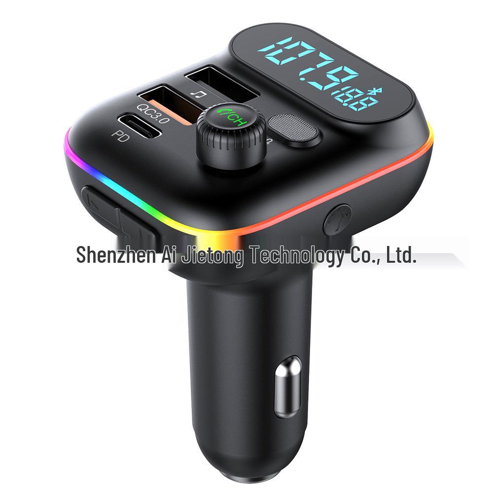 Bluetooth Car FM Transmitter & MP3 Player with PD 18W QC3.0 Fast Charging & Seven-Color Lights