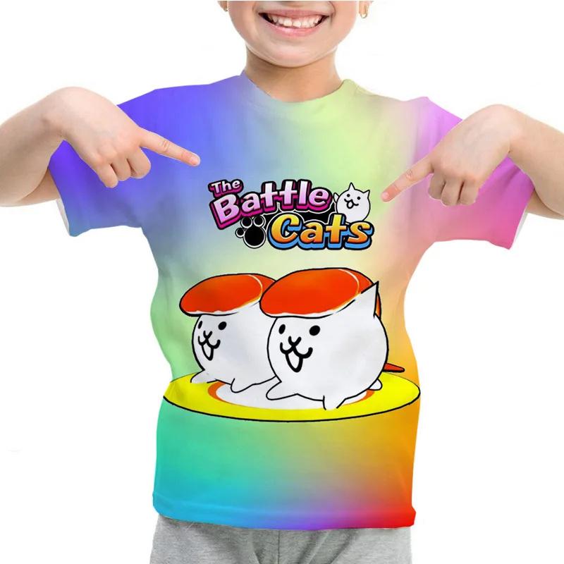 

New 3D Game The Battle Cats Print T Shirt Children Fashion Streewtear Hip Hop Short Sleeves Funny Tee Shirts For Boy Y2k Top Tee 100