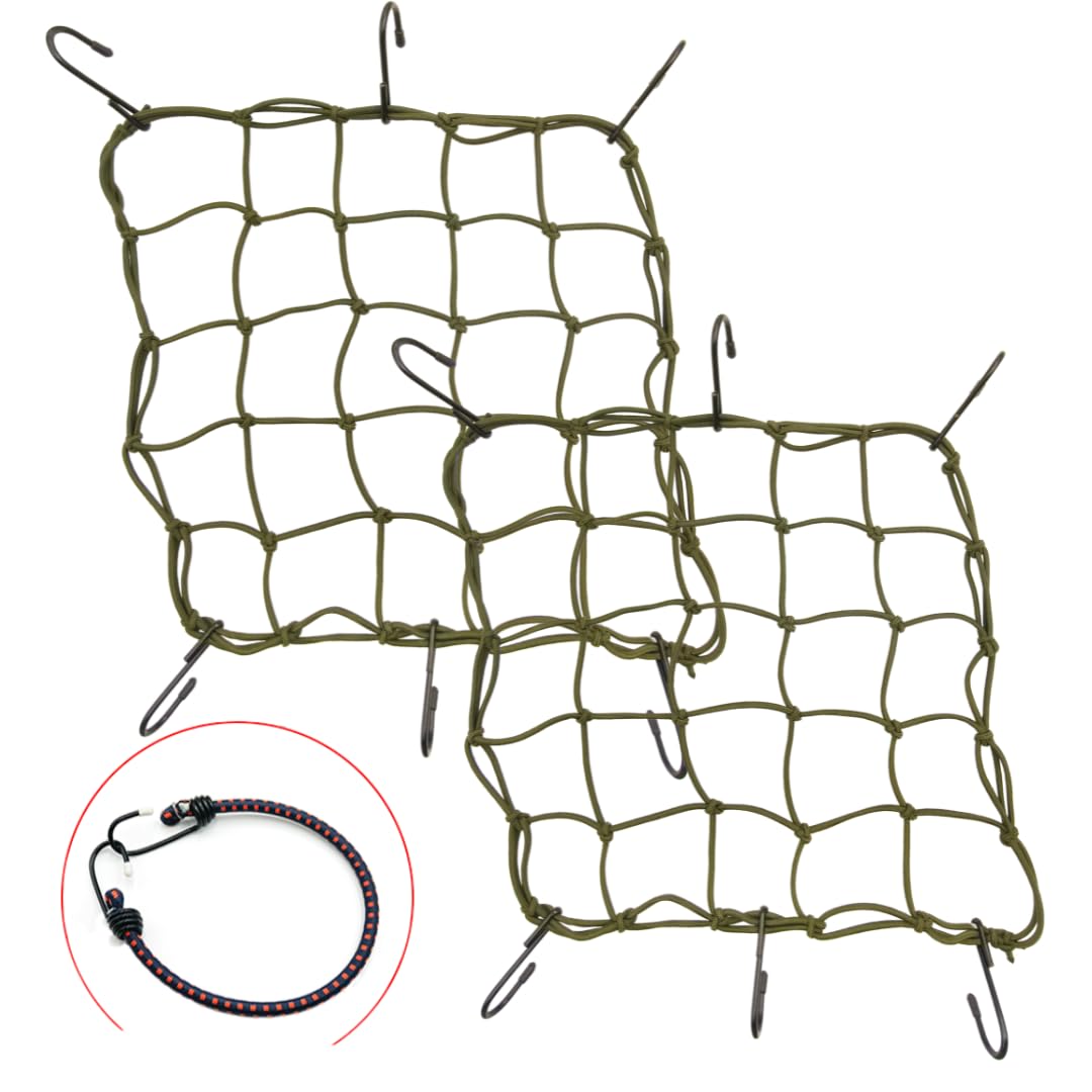 

ONIPAX 15 x 15 High Elasticity Bungee Cargo Net with 6 Hooks for Bicycle Two pieces of net зелёный