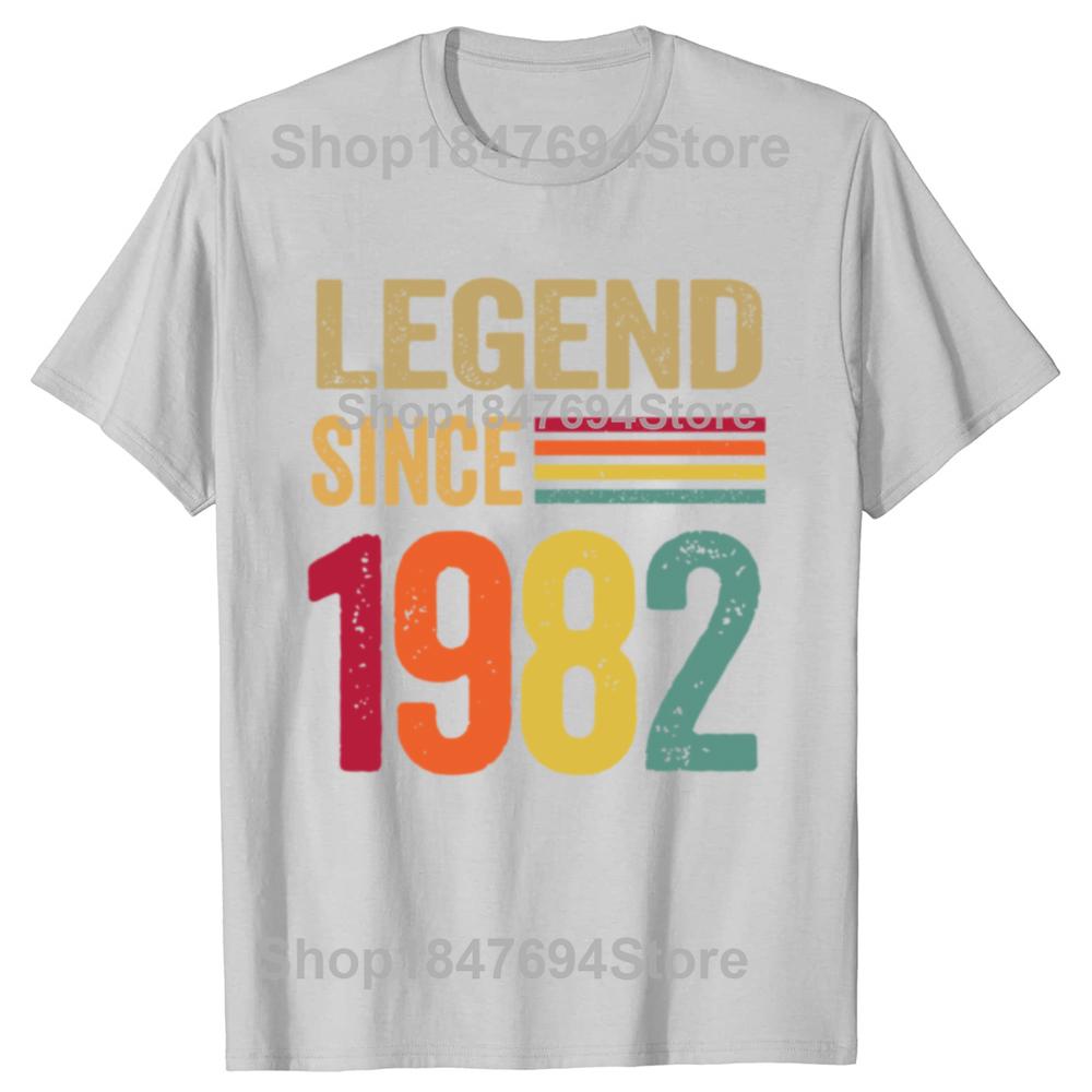 Funny 40 Year Old Gifts Legend Since 1982 Graphic 100% Cotton T-shirts Men Casual Tshirt Loose Oversized Streetwear T Shirt