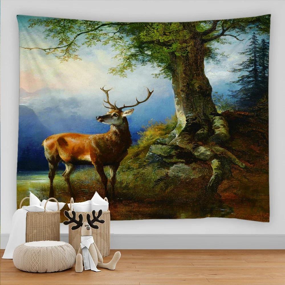 Forest Elk Decorative Tapestry Home Wall Decor Office Living Room Tapestry