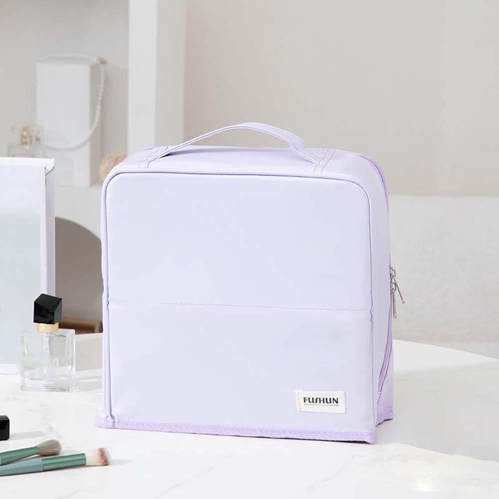 PU Standable Vertical Makeup Bag with Mirror Handheld Cosmetic Organizer  Bathroom