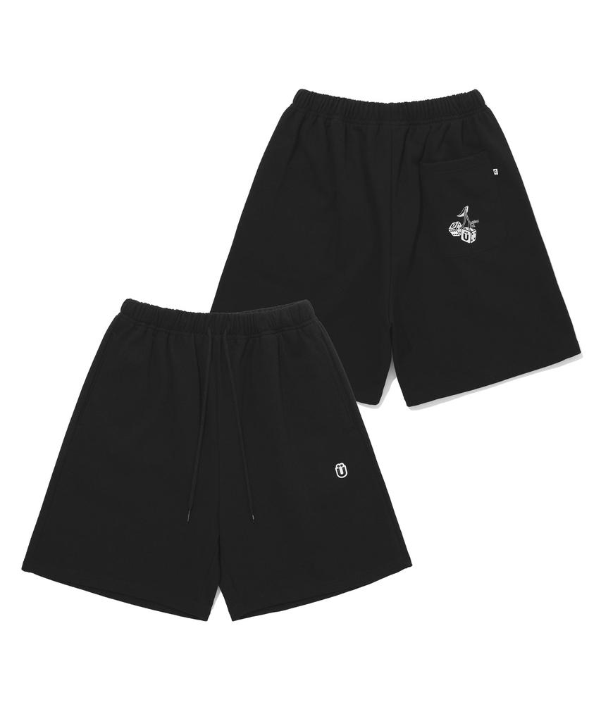 ISTKUNST U Logo Wappen Sweat Short Pants_Black(Ik2Bsmpa01A)