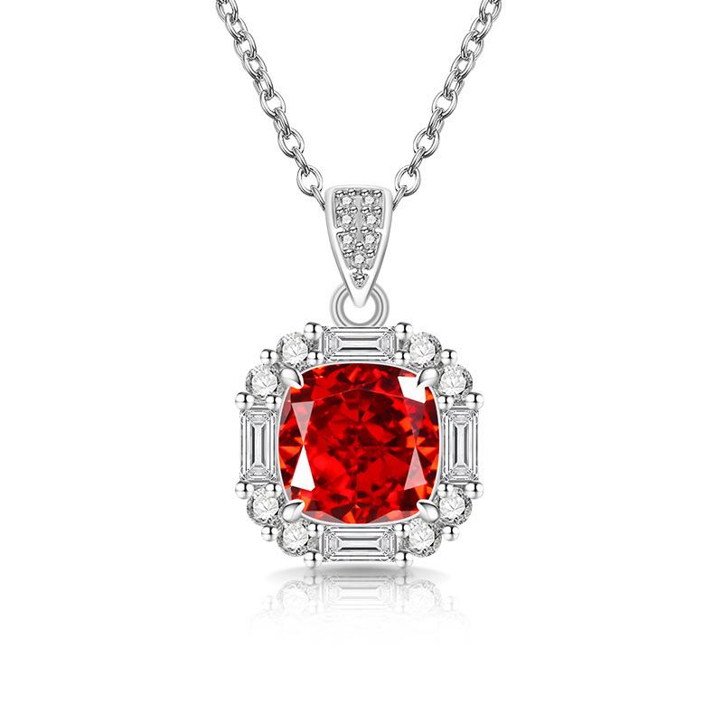 2026 Colored Treasure Ice Flower Cut Sugar Cube Necklace Super Flash High Carbon Diamond Electroplated Real Gold Pendant