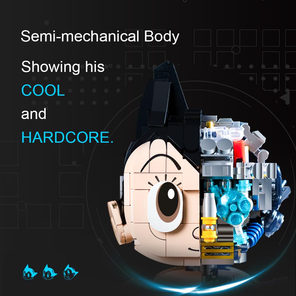 PANTASY Atom Semi-Mechanical Clear Ver. Block Model for Adults, Classic Anime Robot Figure Display Model Collection