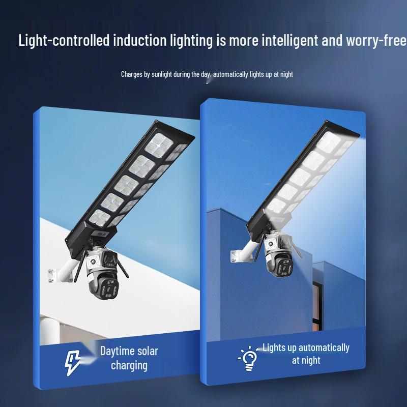 Solar Street Light with Integrated LED, Remote Monitoring, HD Camera, and Anti-Theft Features for Outdoor Use