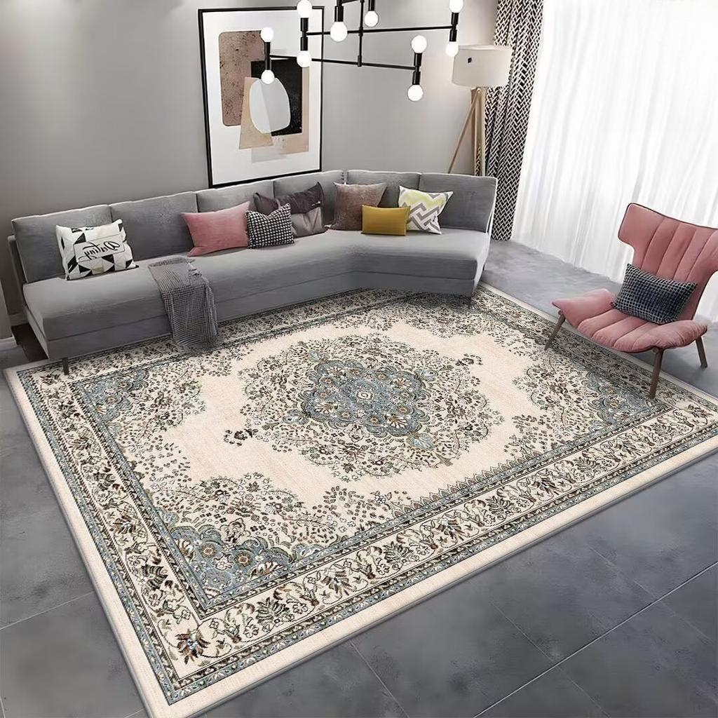 Retro Amerikanische Wohnzimmerdekoration Teppich Boho Bettvorleger für Schlafzimmer Große Fläche Rutschfeste Matte Waschbarer Lounge-Teppich Tapis
