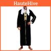 Majestueuze Midden-Oosterse Sultan Outfit Voor Mannelijke Verkleedkleding Met Luxe Zwart Polyester