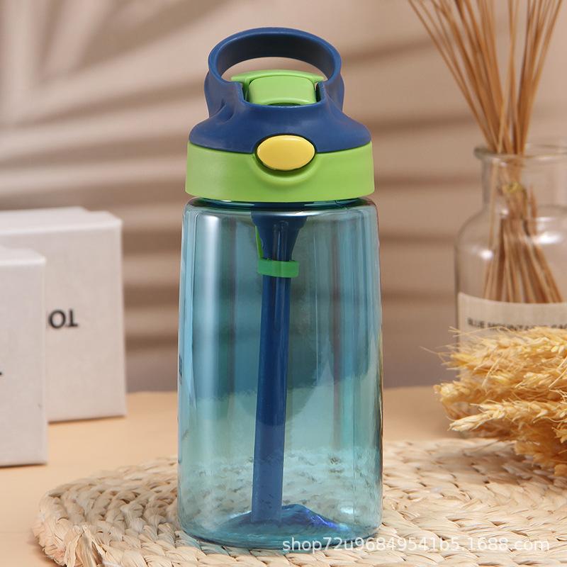 Children's straw cup, outdoor anti drop plastic water cup, large capacity