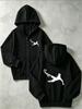 Kids Soccer Player Silhouette Print Zip Up Hoodie Loose Long Sleeve Hooded Jacket Sports Casual Outerwear For Boys Girls