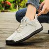Fashion New Fashion Sneakers Handmade Leather Women's Shoes Mid-Top Women Casual Flats Shoes Slip On Loafers Zapatillas De Mujer