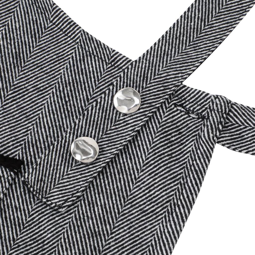 Francfranc Herringbone Full Apron, Black, with Pockets, Long Length