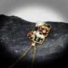 Geometric European and N Womens Necklace with Gold Flowers and Zircon
