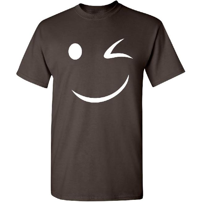 Happy Wink Smile Face Winking Funny T Shirt | Funny Shirts for Men Casual Style | Novelty T-Shirts USA Printed Shirt