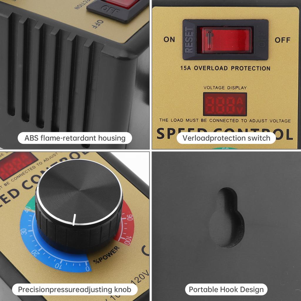 AC Motor Stepless Speed Controller 100-120V 220-240V 15A 10A 4000W Variable Frequency Drive for Power Tools with Overload Protection LED Display