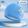 Kids' Cartoon Swim Cap with Waterproof Ear Protection & High Elasticity - Comfortable PU Cap for Boys & Girls, Customizable Logo Available.