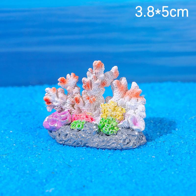 Mini pryskyřičné příslušenství pro akvárium, roztomilé barevné akvarijní rostliny, dekorace, pryskyřičný útes, umělý korál, dekorace na stůl