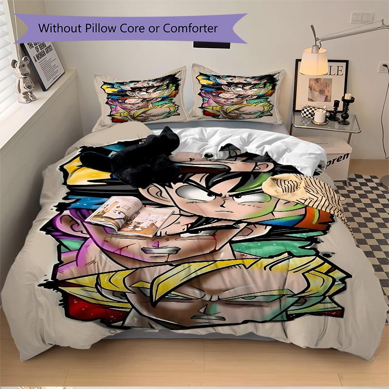 3pcs Dragon Ball Z Duvet Cover Set, 1 Duvet Cover + 2 Pillowcases (No Insert), High-Definition Print, Home & Dorm Set Yy251208075