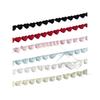 F22 Japanese Mercerized Cotton Embroidery Lace Trim with Small Heart Design, 0.8cm Width, for Skirt Hem Decoration and DIY Clothing.