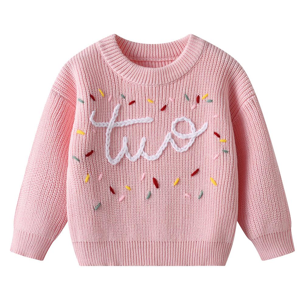 Autumn and Winter Hand-embroidered Colorful Baby and Infant Base Knitted Sweater Children's Sweater