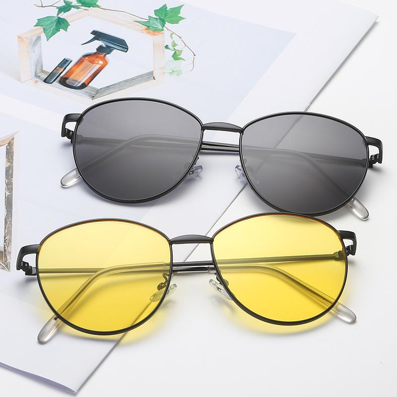 New round retro small frame sunglasses men's and women's tide metal marine sunglasses flat glasses S