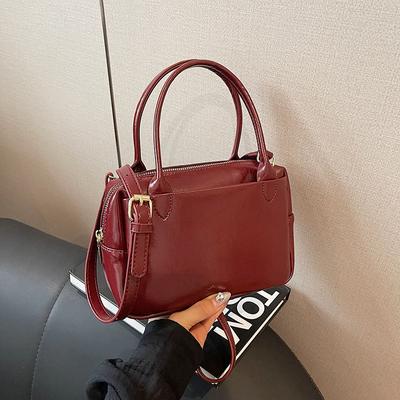 Monochromatic Red Women's Crossbody Bags Simple Traveler Small Square Bag Elegant and Versatile New Shoulder Bags