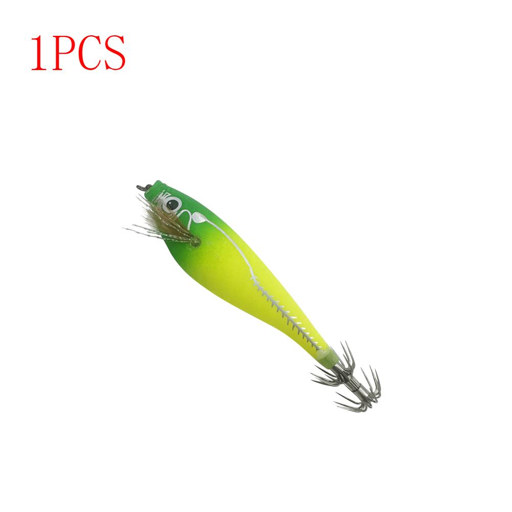 3 To 1 PCS Shrimp Fishing Bait Squid Fish Hook Wooden Octopus Fishing Bait Cuttlefish Artificial Fishing Bait Hard Bait Swinging Fishing Gear