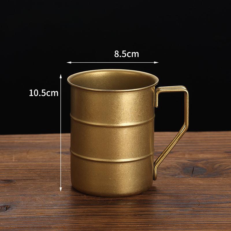 1Pc Retro Old Coffee Water Cup Industrial Style Oil Barrel Mug Outdoor Camping Picnic Beer Mug Drinking Utensils Stainless Stee