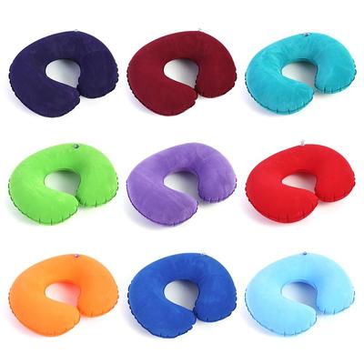 Flocking U-Shaped Inflatable Neck Support Neck Pillow Soft Pillow Sleeping Pillow Office Nap