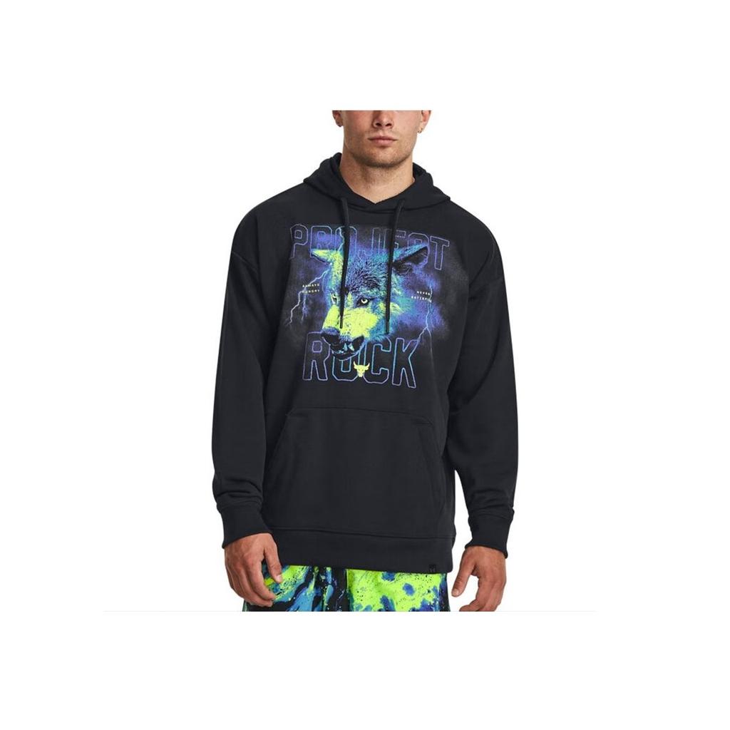 Under Armour Johnson Series Buchstaben-Print Schwergewicht Baumwolle Sport-Hoodie Herren Hoodies Schwarz 1380152-001