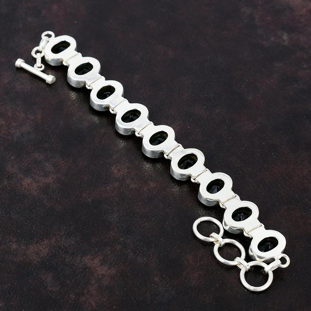 Brățară cu diopside crom fațetate Brățară cu pietre prețioase Brățară din argint 925 Brățară cu lanț reglabil Bijuterii lucrate manual Cadouri de logodnă