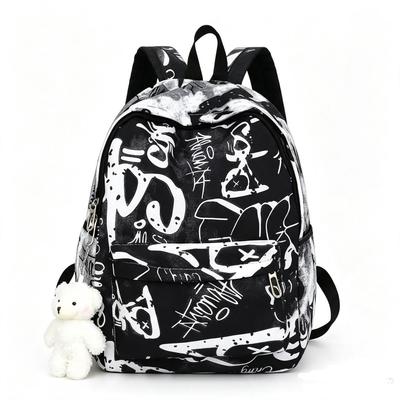 Mode Nylon Dames Rugzak Graffiti Print Waterdichte Schooltassen Grote Capaciteit Schoudertas Studenten