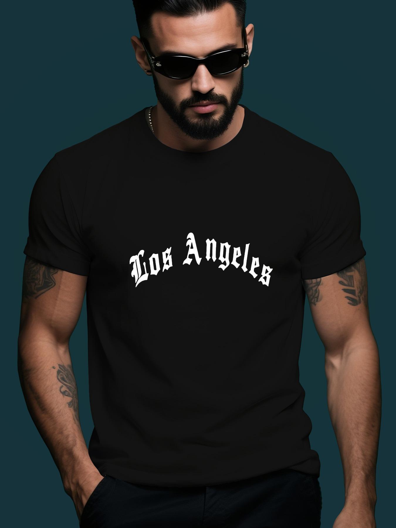 Los Angeles Trendy Streetwear Summer Casual Round Neck Sh... S