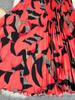European & American Printed Pleated A-line Midi Skirt for Women - High-waisted, Versatile & Slimming