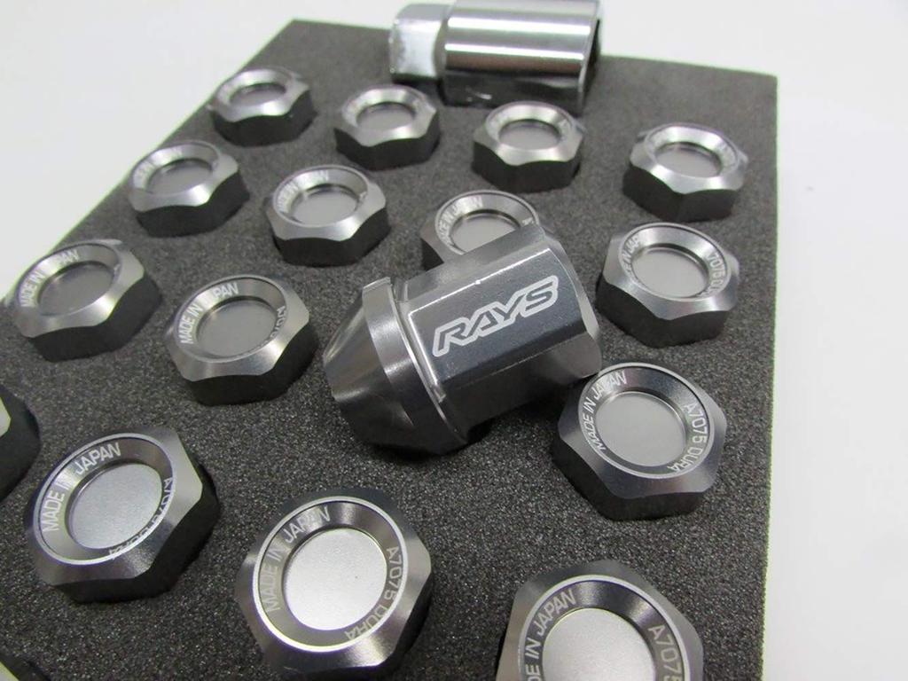 RAYS Duralumin Lock Nut Set for L32 M12 x Gunmetallic 74020001114GM & 4H, 1.5, Anodized,