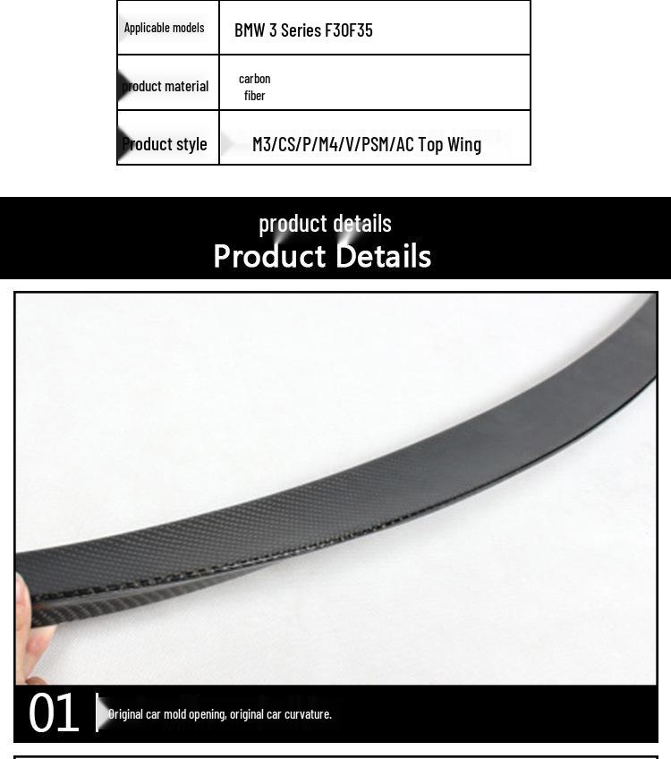 BMW 3 Series Carbon Fiber CS Style Tail Wing Spoiler (2012-2019)