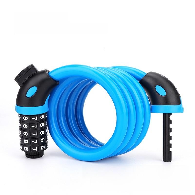 Bicycle Lock Five Digit Combo Steel Wire Lock With Keyless Security For Mountain Bike And City Cruiser