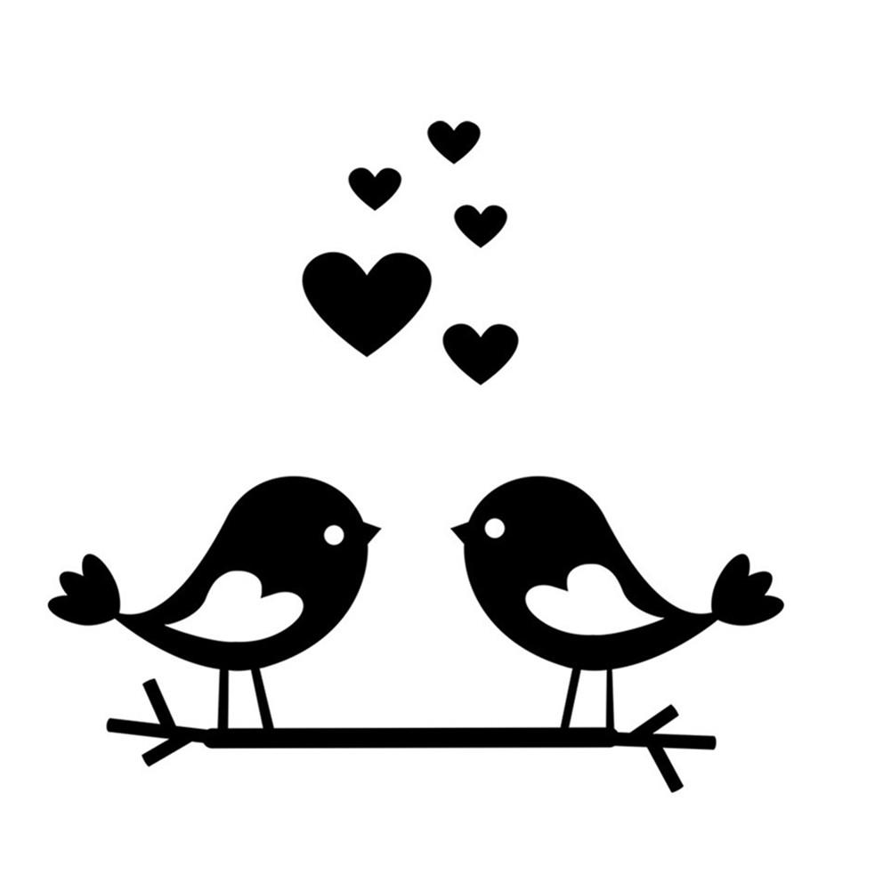 Acrylic Branch Bird Love-shape Mirror Sticker 3d Waterproof Self-adhesive Diy Valentine Day Decoration Mirror Wall Sticker