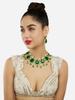 Green Stones Austrian Diamonds Embellished Bridal Necklace & Earring Set For Women