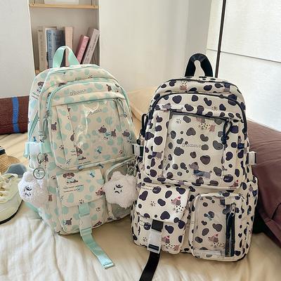 Schulranzen mit Welpendruck für Mittelschüler, leichter Rucksack, Damen-Cartoon-Rucksack