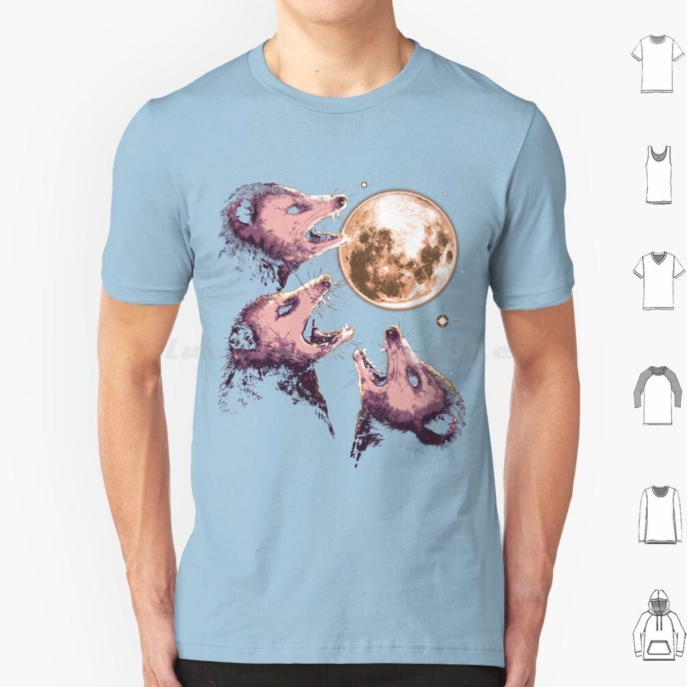 Three Opossums Howling At The Moon Funny Possum 3 Opossum T Shirt Big Size 100 Cotton Possum Opossum Raccoon Rodent Three